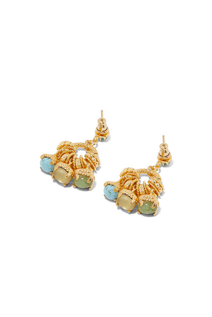 Lucce Earrings, Gold-Plated Metal & Glass Stones